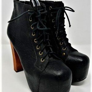 Jeffrey Campbell  Lita Platform Bootie Black Leather size 5